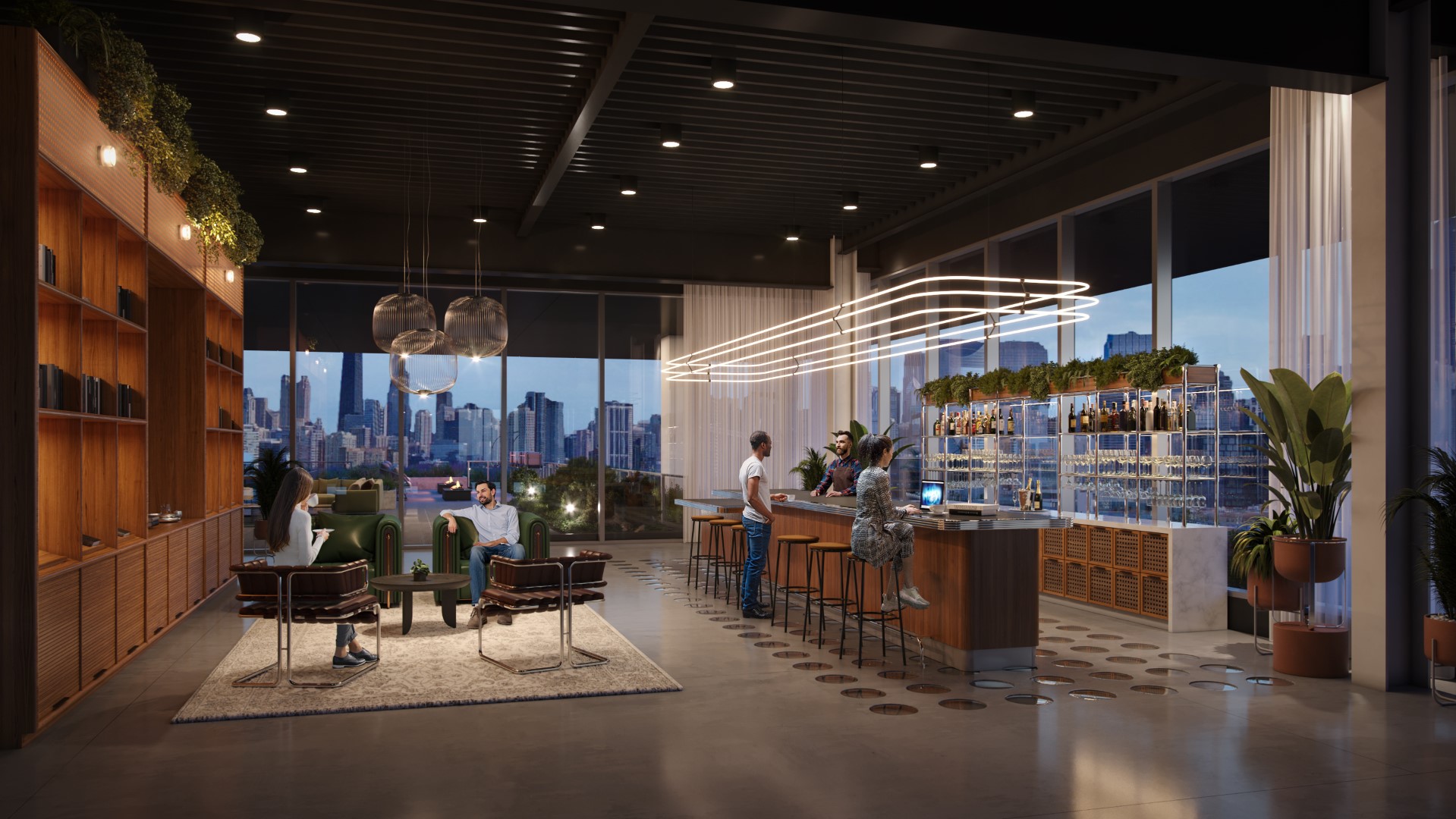 Interior rendering of 12000 West Carroll showing recreation room amenity